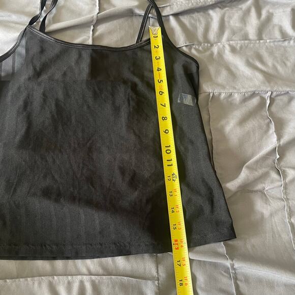 Warner's Vintage Sheer Black Striped Romantic Camisole Lingerie Tank Top Sz L - Picture 7 of 7